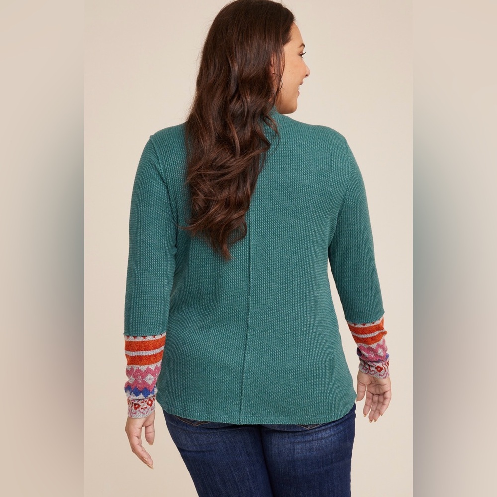 New with Tags Women’s XXL Maurices Waffle Knit Fair Aisle Wrists Top - Picture 2 of 4
